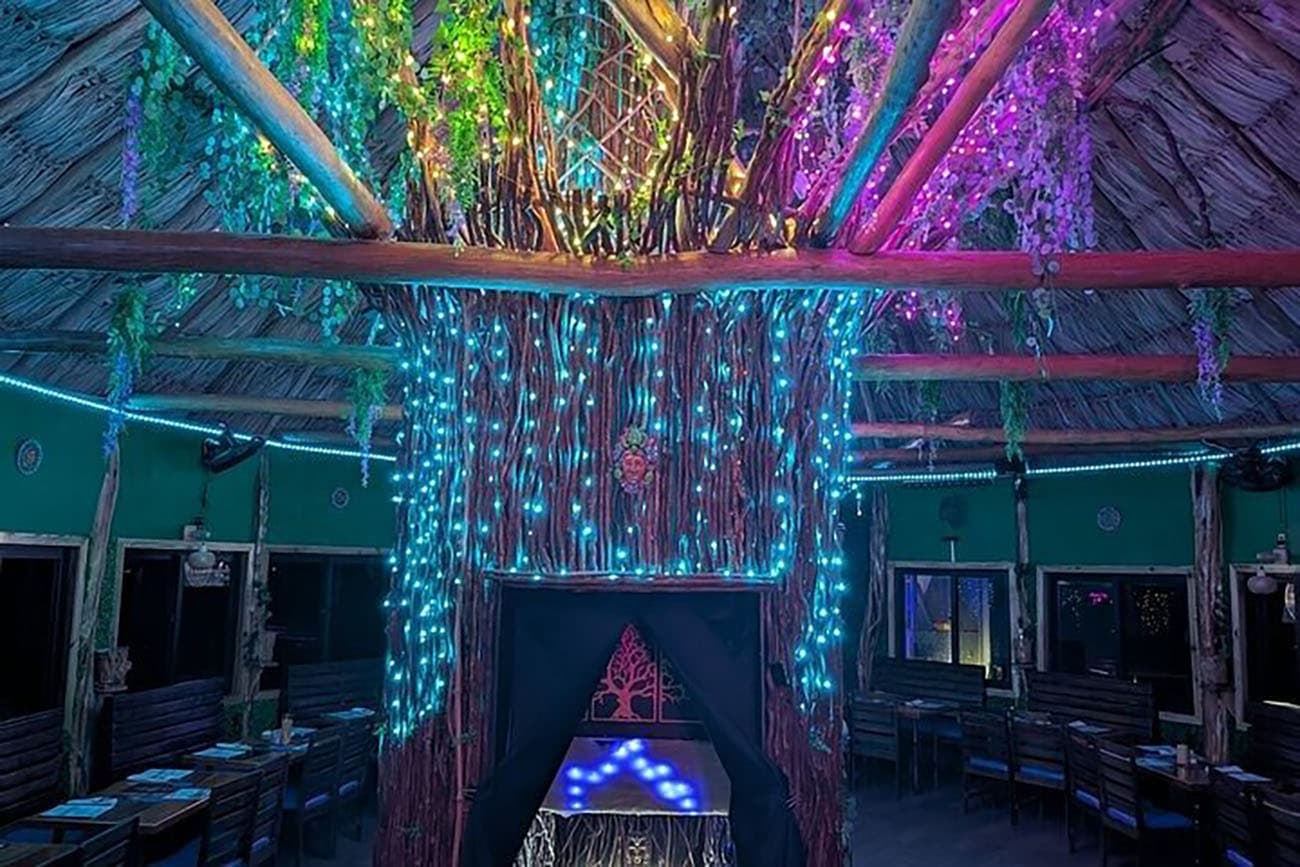 Enchanted lights interior of The Mayan restaurant