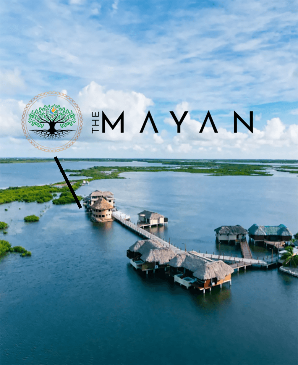 Aerial view of The Mayan overwater restaurant at Lina Point